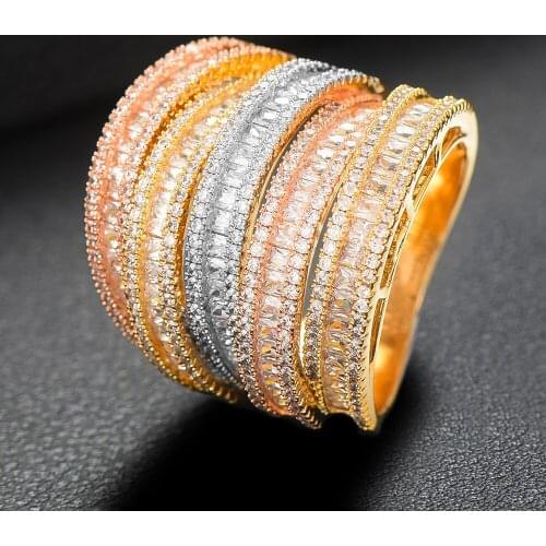LARRAURI 2019 Charm Trendy Cross Layerd Statement Stacks Rings for Women Cubic Zircon Finger Rings Beads Ring Boho Beach Jewelry