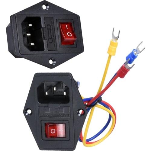 3D Printer Parts Rocker Switch Power Switch Socket Push Button 10A 250V AC Power With Red Triple 3 Pin Electrical Tool Endstop