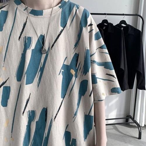 Summer dyed short-sleeved T-shirt mens tide brand hundred handsome ins loose hundred half-sleeved five-point T-shirt