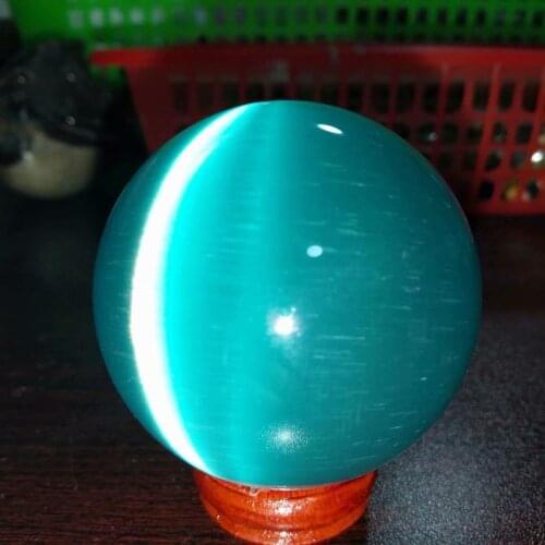 HOT!Amazing !!1pc 50mm ASIAN QUARTZ BLUE CAT EYE CRYSTAL BALL SPHERE for gifts