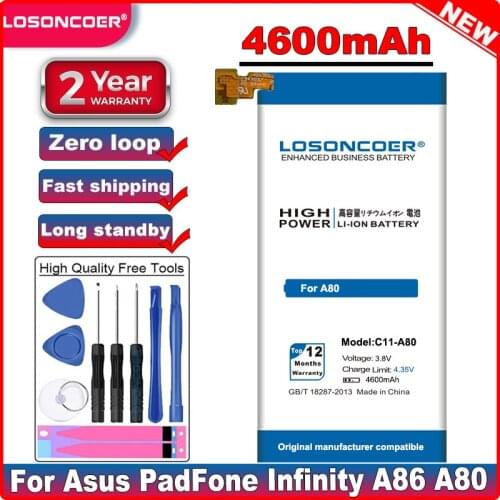 LOSONCOER 4600mAh C11-A80 High quality battery For Asus PadFone Infinity A80 A86 battery