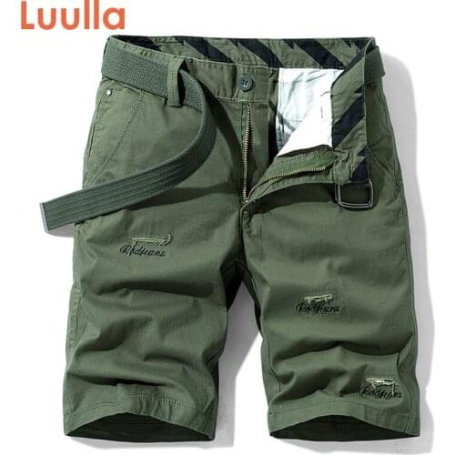 Luulla Mens 2020 Summer New Embroidery Cargo Shorts Men Hot Sale Casual Shorts Cotton Military Fashion Pockets Cargo Shorts Men