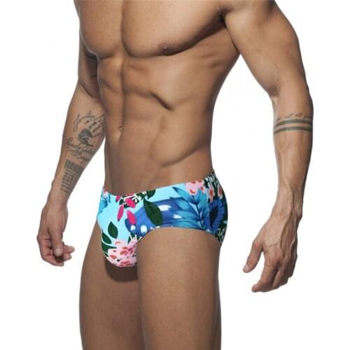 Men Swimwear Bikini Mens Swim Briefs Low Waist Print Swim Trunks Sexy Push Up Swim Wear Beach Shorts Bugle Pouch Bathing Suit