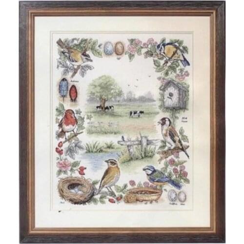 Popular Embroidery Bird of Four Seasons Counted Cross Stitch Kits for Sale with 100% Cotton Floss & Free Shipping for Wall Decor