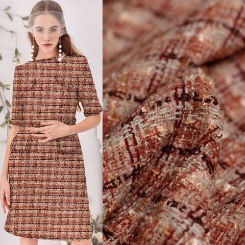 Pearlsilk France Orange Pink Tweed Fabrics Autumn Jacket Dress Suits Garment Materials The Sewing Cloth Meter Freeshipping