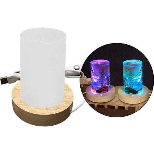 Resin Art Mold Night Light Ornaments,Cylinder Light Resin Casting Molds Silicone Jewelry Mold for Flowers, Sequins, Soap, Candle