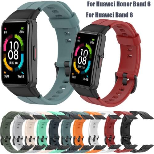 Wrist Strap For Huawei Honor Band 6 / Huawei Band 6 Smart Wristband Belt Sport silicone Bracelet 16mm WatchBand +Metal connector