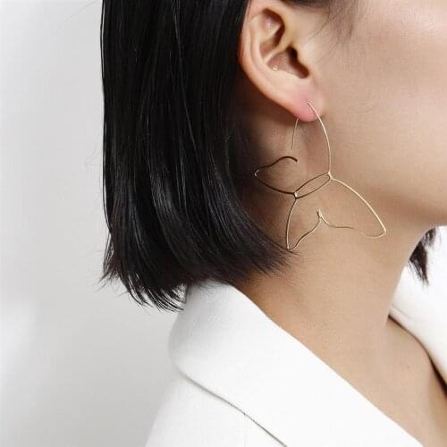 Hoop Earrings Gold Silver Color Butterfly Big Earring for Women Simple Punk Ear Clip 2021 Fashion Jewelry Gifts