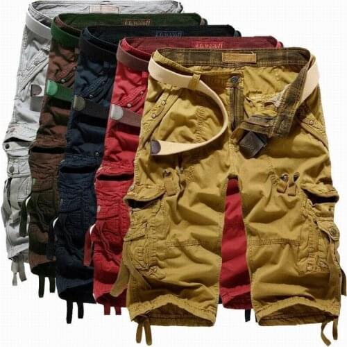 New style overalls shorts, 7 points casual pants, large size multi-pocket middle pants for men