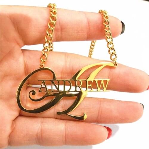 Special Style Personalized Customized Name Pendant Necklace Gothic Jewelry Big First Letters Nameplate Choker Bijoux Femme