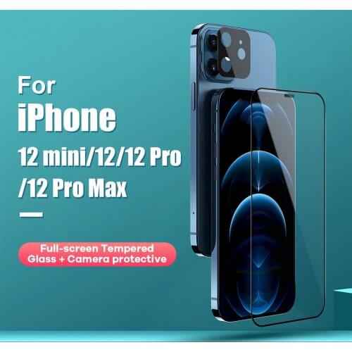 Glass for iPhone 12 NILLKIN 2-in-1 HD Full Screen Tempered Glass Anti-Scratch Camera Protector for iPhone 12 Pro Max Mini