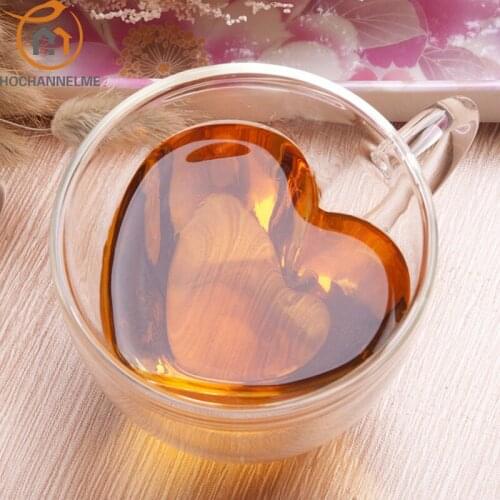 Glass Cups Tea Coffee Cups Heat-resisting Originality Heart-shaped High Borosilicate Glass
