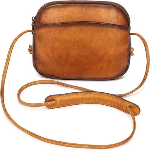 Genuine leather messenger bag fashion solid color mobile phone bag ladies wallet retro small day clutch bag female Crossbody bag