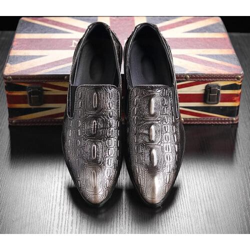 Crocodile Shoes Men Classic Party Shoes Men Dress Coiffeur Loafers Pointed Shoes Men Elegant Zapatos De Hombre De Vestir Formal