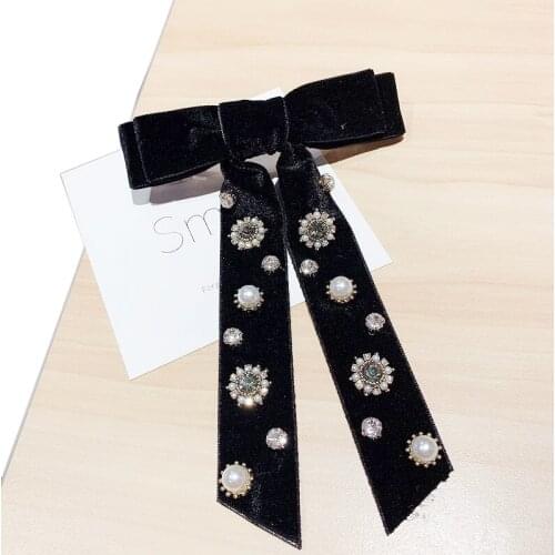 Korean Version Black Bow Hair Clip Teperament Velvet Retro Butterfly Student Spring Hairpin For Girls Headdress Accessories New