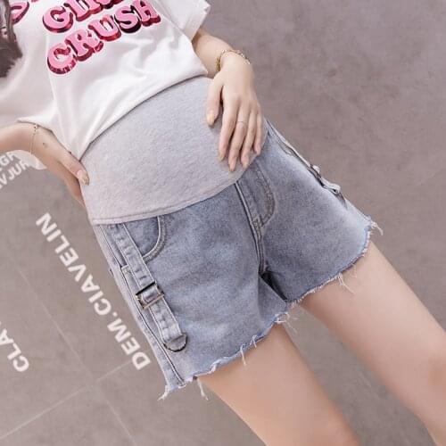 Woman Denim Shorts Maternity Clothes Summer Trousers Pregnant Clothes Elastic High Waist Short Jeans Premama Pregnancy Clothing