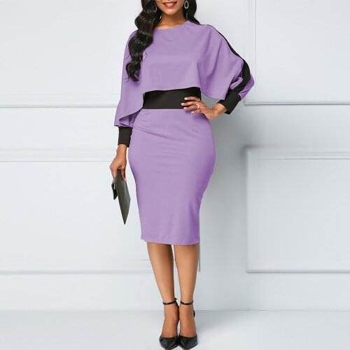 Woman Dress 2021 Spring Casual Plus Size Slim Split Office Bodycon Dresses Elegant Vintage Sexy Patchwork Long Party Dress 5XL