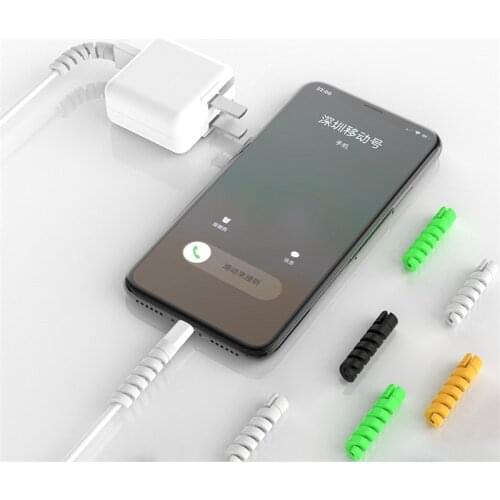 10pcs Silicone Spiral Tube Cable Protector Bobbin Winder Protective For iPhone USB Charging Cable Data Line Cable Cover