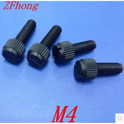 100pcs m4*6/8/10/12/15/20 black nylon hand tighten screws , m3 antirust bolt plastic knurled screws insulation bolts