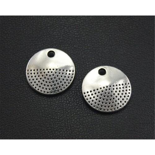 25pcs Silver Color middle protrude Round Charm Pendant DIY Necklace Bracelet Bangle Findings 13mm A1690