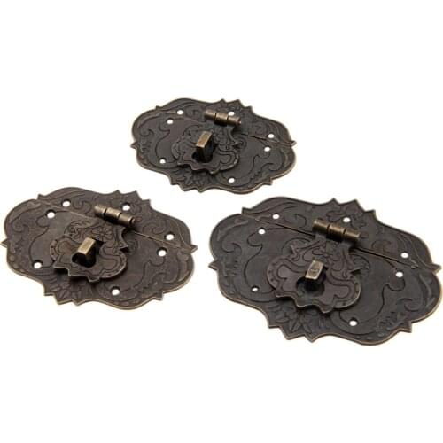 3 Sizes Antique Bronze Box Latch Hasp Antique Retro Vintage Decorative Latch Wooden Jewelry Box Hasp Pad Chest Lock