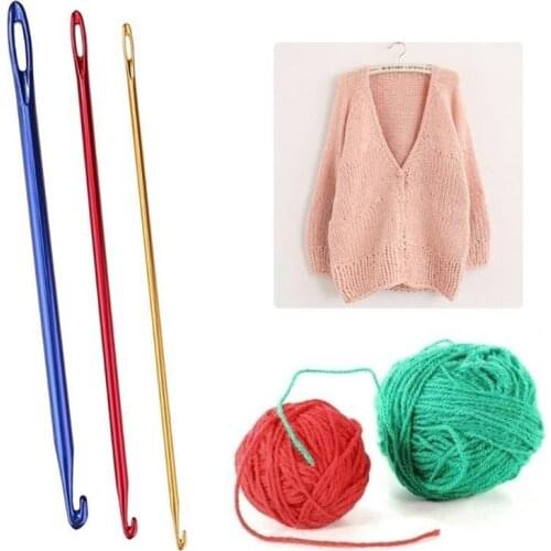 3Pcs/set Sweater Knitting Sewing Needles Crochet Hooks Colorful Aluminum Oxide Handle With Hole For Knit DIY Craft Tool