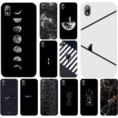 43AS Black & White Soft Silicone Tpu Cover phone Case for Huawei Y5 Y6 Y7 Prime Pro 2019 case