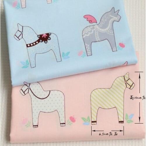 50x160cm Cartoon Pink & Blue Cartoon Horse & Fivestar Printed Cotton Fabric Bedding Quilting Clothing DIY fabric