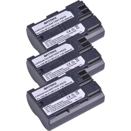 Batmax 3Pcs BP-511A BP 511A Battery BP511A BP-511 for Canon EOS 300D 10D 20D 30D 40D 50D D30 D60 5D G6 OS 30D 40D G1 Pro 1 PV130
