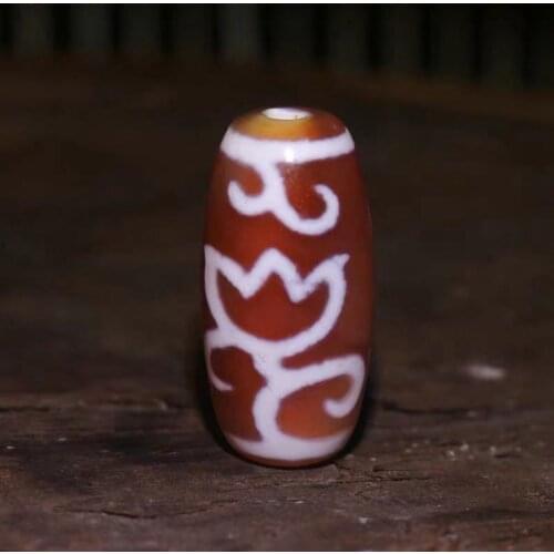 Natural Red Agate Dzi beads Water Lotus Totem 12mm*25mm Amulet Tibetan Dzi Beads for Bracelet Necklace DIY Jewelry Making