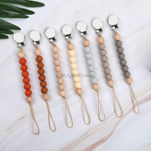 Dummy Clips Baby Boys Girls Pacifier Chain Silicone Teething Relief Toys Beads Soothie Pacifier Holder Clips Baby Shower