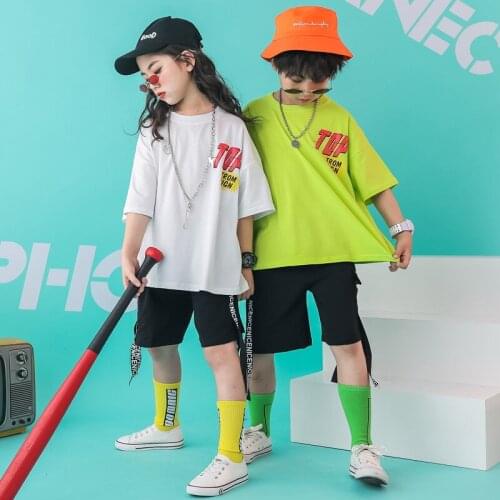 Kids Dance Competition Costumes T Shirt Pants Hip Hop Dance Costumes for Girls Boys Jazz Ballroom Dancing Clothes Street Wear
