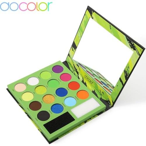 Docolor Neon Eyeshadow Palette 16 Colors Makeup Palette With Cleaning Sponges Powder Pigmented Matte Shimmer Glitter Eye Palette