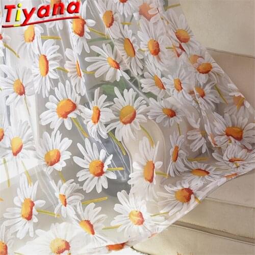 Printed Sunflower Elegant Tulle Curtains for Living Room Idyllic Flowers Romantic Window Drapes for Balcony Kids Room HM352#NT
