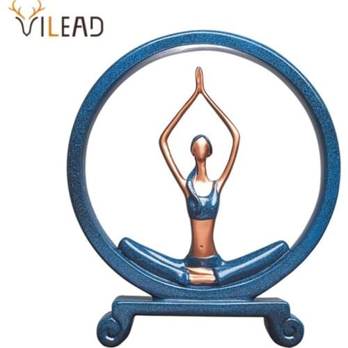 VILEAD 20.5cm 27.5cm Resin Girl Yoga Figurines European Character Ornaments Creative Home Porch TV Cabinet Decoration Hogar Gift