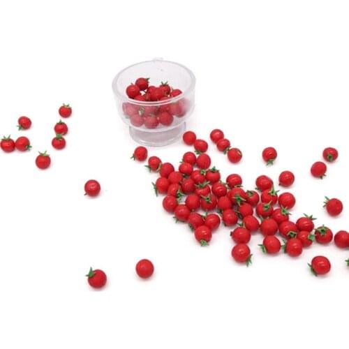 10Pcs 1:12 Scale Dollhouse Resin Artificial Fake Miniature Fruit Tomato Kitchen Food Model Accessories