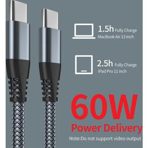 1M 2M 3M USB C TO USB C Cable USB PD 60W For Samsung S 20 10 Note10 For Fast Charging USB C for Macbook Air HUAWEI P20 P30 Pro