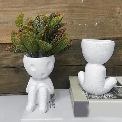 Creative Human Shaped Flower Pot Ornament Personalized Resin Crafts Furnishings for Home Bedroom Office Decoration TS2