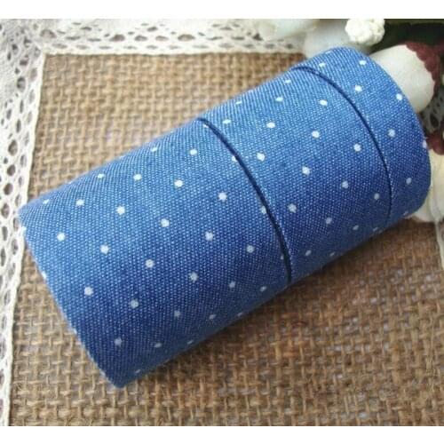 10yards/lot Polka Dot Printed Jeans Clothes Ribbon,Jeans Ribbon for Hair Bow DIY Accessory