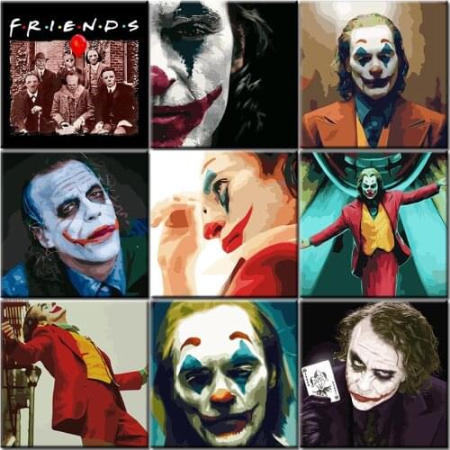 Clown Oil Painting By Numbers Pictures Set On Canvas With Frame Kits For Adults Drawing Coloring Paint By Number Home Decoration