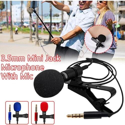 Collar Clip Mini Microphone 3.5mm Stereo Studio Mic Smart Phone Mini Mic Portable Wired Capacitor Microphone for Pc Tablet Phone