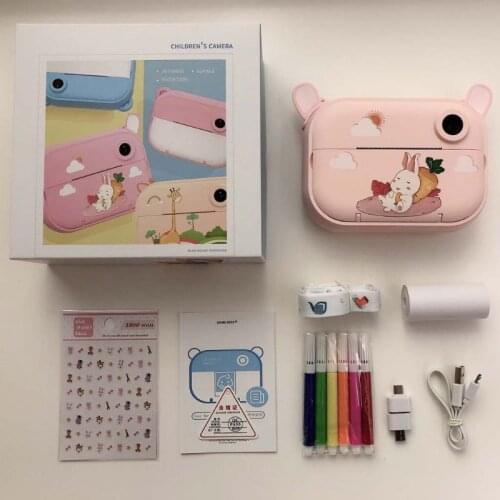 Cartoon Portable Kids Mini Digital Camera Automatically Print Photo 2.4inch High Definition Screen Child Education Toy 69HE