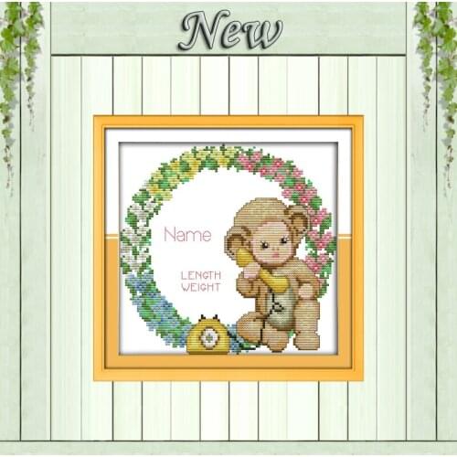 Baby monkey flowers cartoon animal painting counted printed on canvas DMC 11CT 14CT kits Cross Stitch embroidery needlework Sets