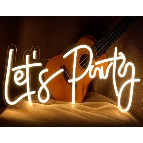 Lets Party Neon Light for Wall Decor with Dimmable Switch Custom Neon Sign 23x10Inches For Bachelorette Party Engagement Party