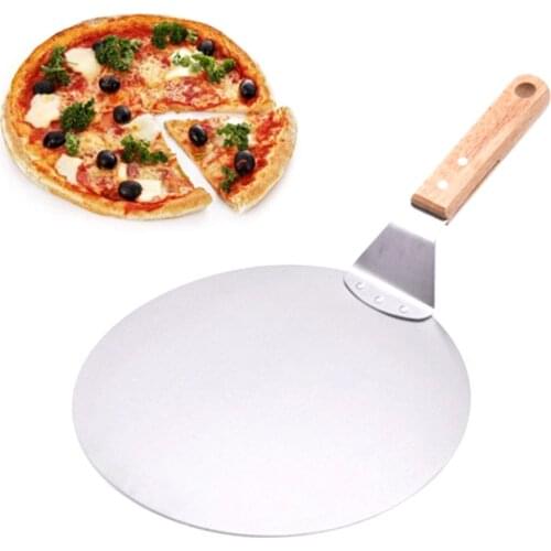 Useful Stainless Steel Pizza Peel Shovel with Wooden Handle Cake Shovel Baking Tools Cheese Pizza Shovels FBE3