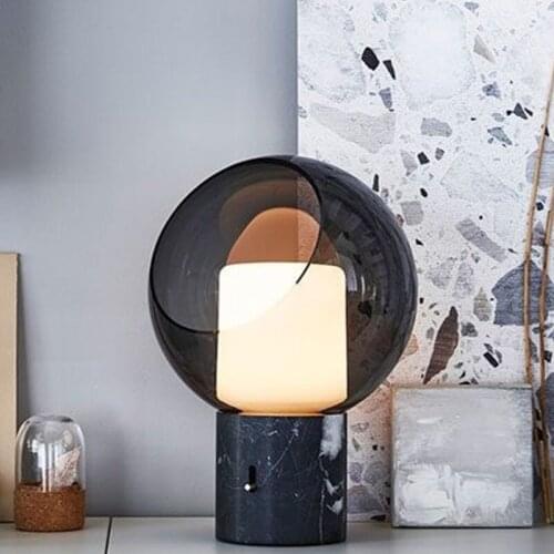 Simple glass cover personality creative table lamp designer hotel living room desk marble decorative table lamp WF1121301