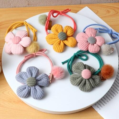 New Cute Girls Flowers Hair ring Rubber band elastic Hair bands Korean headwear children Baby Scrunchie hair Accessories
