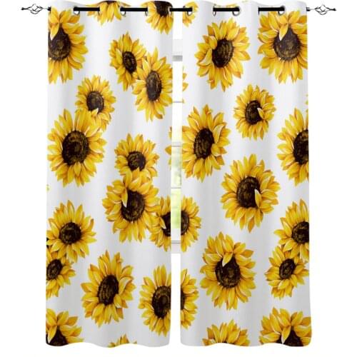 Sunflower White Curtains For Living Room Bedroom Window Treatment Blinds Finished Drapes Kitchen Curtains