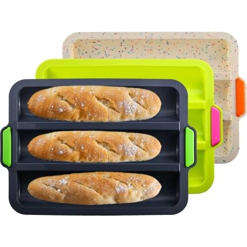 Silicone 3 Slot Non-stick Baguette Baking Tray Loaf Mould French Bread Pan Kitchen Baking Tools