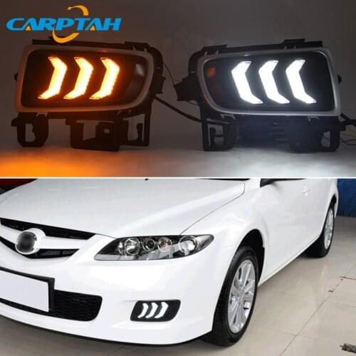 LED Daytime Running Light For Mazda 6 2005 - 2008 Dynamic Yellow Turn Signal Night Blue 12V DRL Fog Lamp Decoration